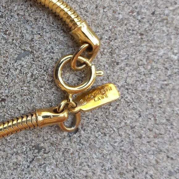 "KENNETH LANE" Black and Gold Choker Collar Necklace Enameled Infinity Knot - Picture 5 of 16